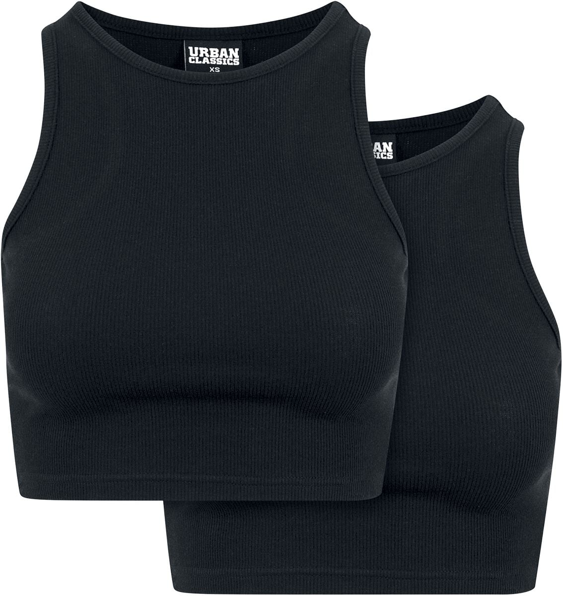 Top  de Urban Classics - Haut Court Côtelé Pre-Pack - Lot De 2 - XS à M - pour Femme - noir - Urban Classics