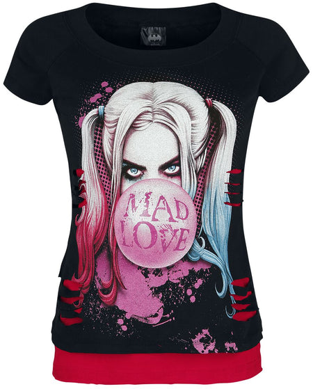 T-Shirt Manches courtes  de Batman - Harley Quinn - Mad Love - M à XXL - pour Femme - noir/rouge - Batman