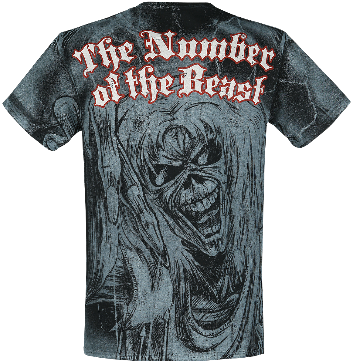 T-Shirt Manches courtes  de Iron Maiden - Sketched Number Of The Beast Allover - S à M - pour Homme - allover - Iron Maiden - View 2
