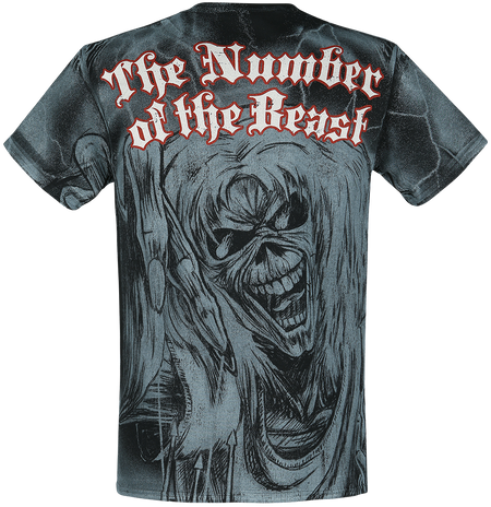 T-Shirt Manches courtes  de Iron Maiden - Sketched Number Of The Beast Allover - S à M - pour Homme - allover - Iron Maiden - View 2