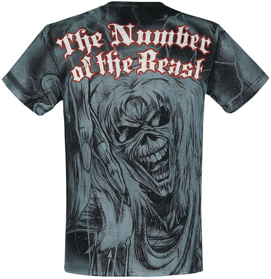 T-Shirt Manches courtes  de Iron Maiden - Sketched Number Of The Beast Allover - S à M - pour Homme - allover - Iron Maiden - View 2