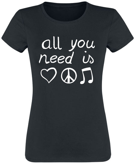 T-Shirt Manches courtes Fun de Slogans - All You Need Is... - S à 3XL - pour Femme - noir - Slogans