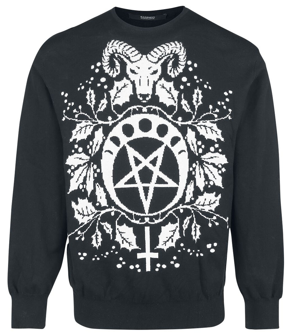 Pull de Noël Gothic de Banned Alternative - Sweat Pentagramme - S à XXL - pour Homme - noir - Banned Alternative