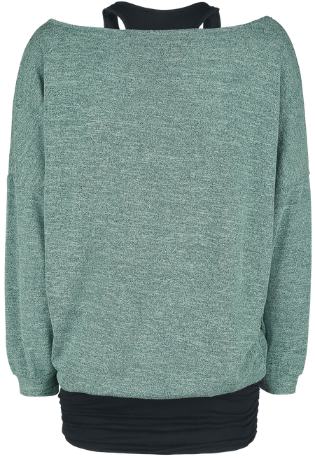 T-shirt manches longues  de Forplay - Billie - S à XXL - pour Femme - noir/menthe - Forplay - View 2