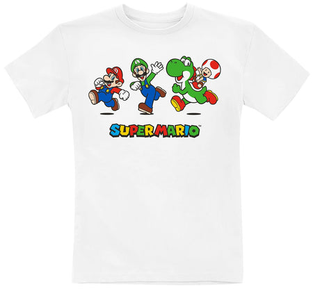 T-shirt Gaming de Super Mario - Enfants - Running - 104 à 152 - pour filles & garçonse - blanc - Super Mario