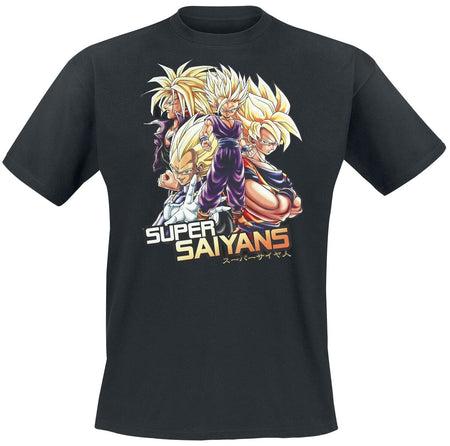 T-Shirt Manches courtes Gaming de Dragon Ball - Z - Super Saiyans - S à XXL - pour Unisexe - noir - Dragon Ball