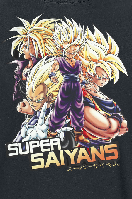 T-Shirt Manches courtes  de Dragon Ball - Z - Super Saiyans - S à XXL - pour Unisexe - noir - Dragon Ball - View 2