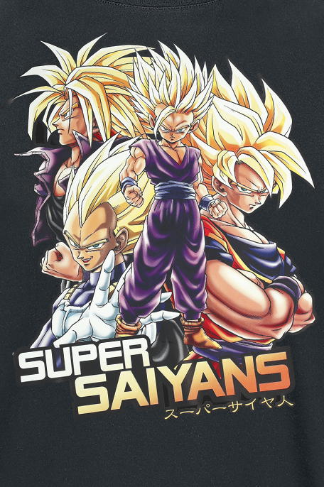 T-Shirt Manches courtes  de Dragon Ball - Z - Super Saiyans - S à XXL - pour Unisexe - noir - Dragon Ball - View 2