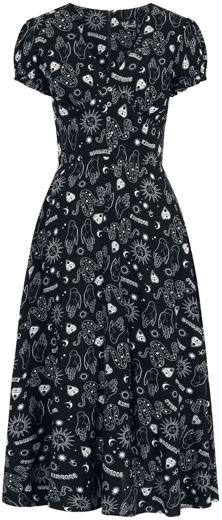 Robe longue Rockabilly de Hell Bunny - Robe Hello Goodbye - M - pour Femme - noir/blanc - hell bunny