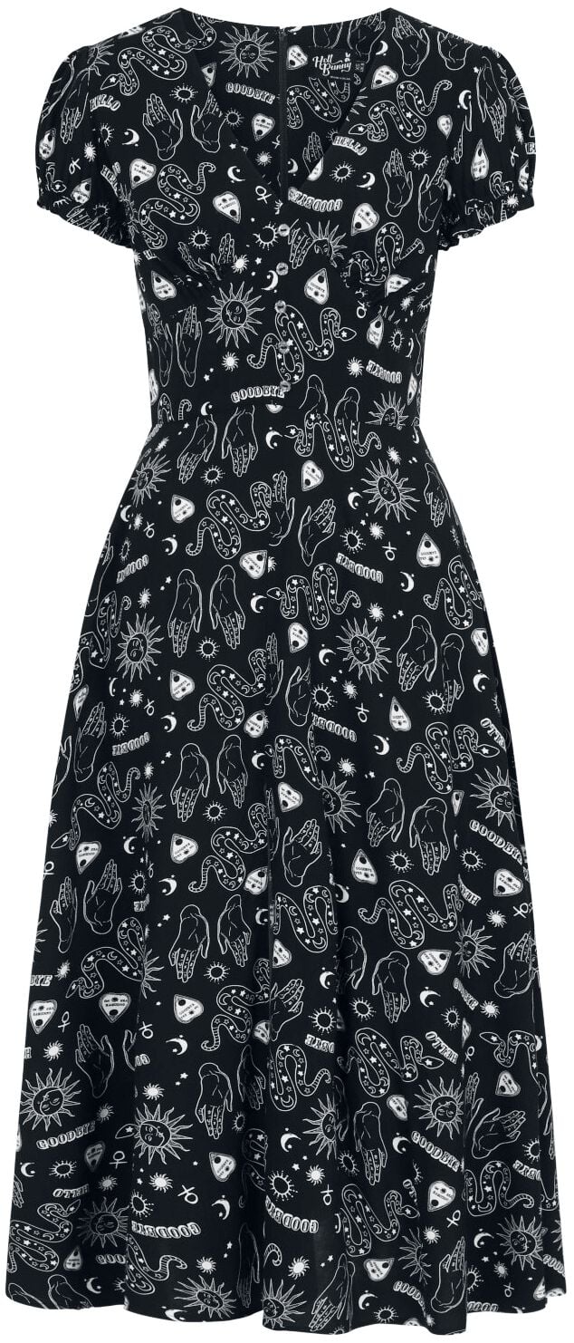 Robe longue Rockabilly de Hell Bunny - Robe Hello Goodbye - M - pour Femme - noir/blanc - hell bunny