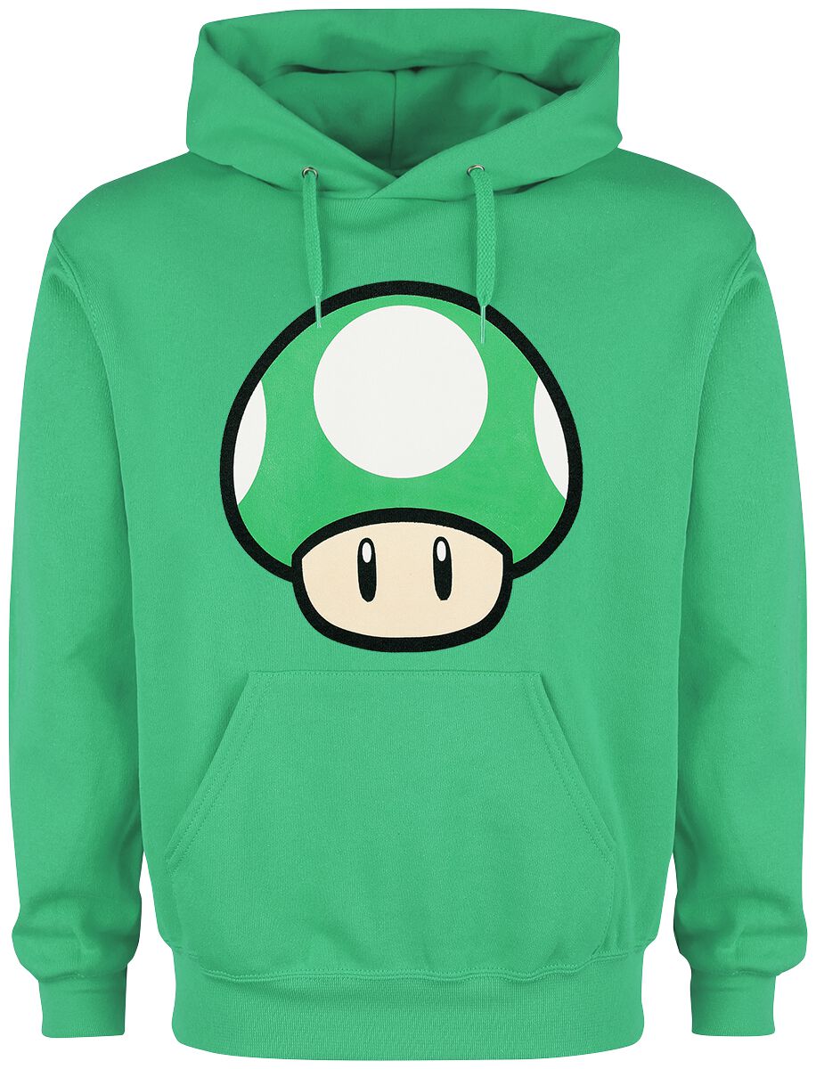 Sweat-shirt à capuche Gaming de Super Mario - Super Mario 1 - Champignon Up - S à XXL - pour Homme - vert - Super Mario