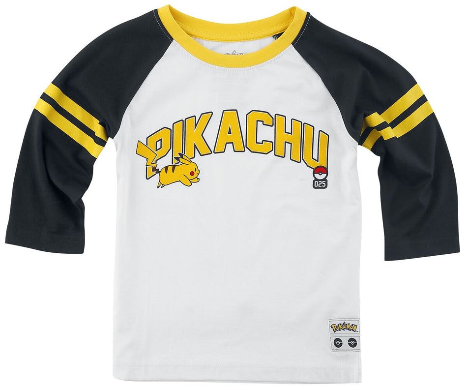 Manches longues Gaming de Pokémon - Enfants - Pikachu 025 - 98/104 à 158/164 - pour Enfants - noir/blanc - Pokémon