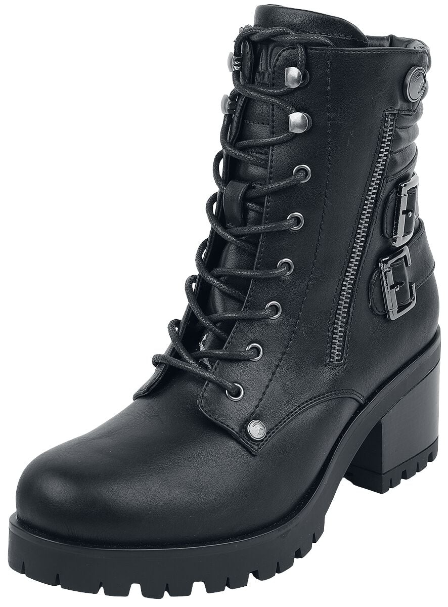 Bottes  de Black Premium by EMP - Bottines Lacées Noires Avec Boucles & Talons - EU38 à EU41 - pour Femme - noir - Black Premium by EMP