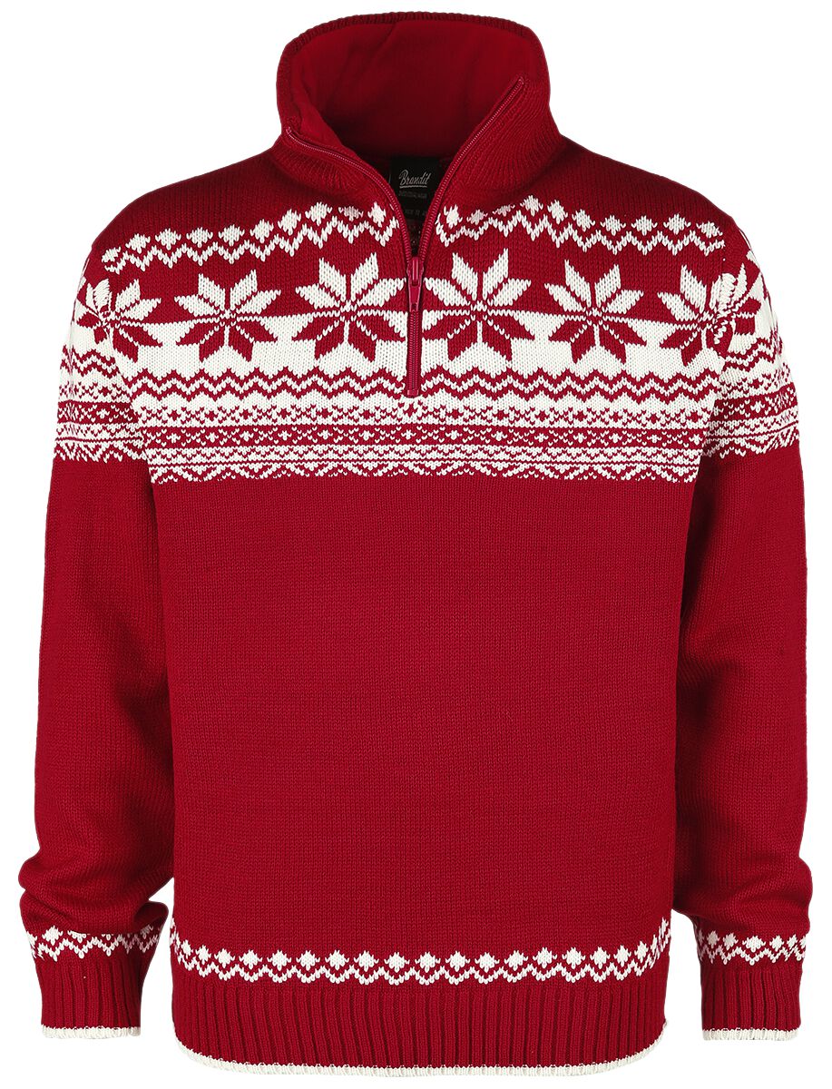 Pull tricoté  de Brandit - Pull Style Norvégien - S à XXL - pour Homme - rouge - Brandit