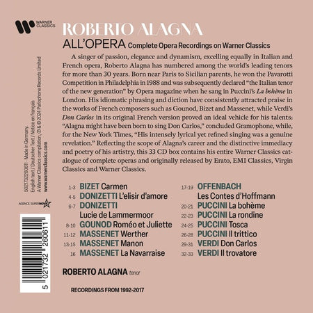 All'Opéra : Complete Opera Recordings on Warner Classics - Édition Limitée - Front Cover