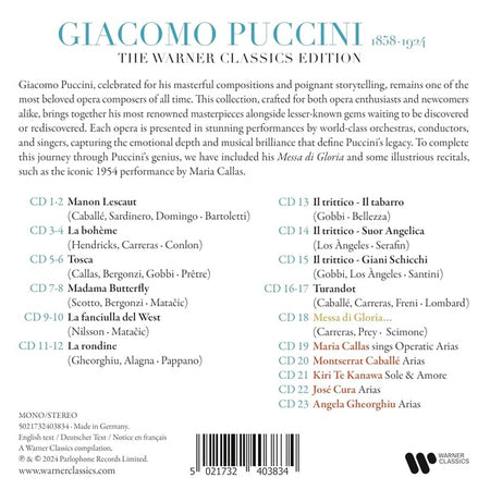 Puccini : The Warner Classics Édition Limitée Coffret - Front Cover