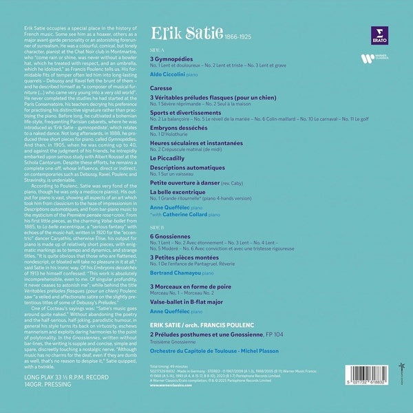 ERIK SATIE: LE BEL EXCENTRIQUE (BEST OF VINYLE) - Front Cover