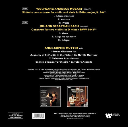 MOZART: SINFONIA CONCERTANTE & BACH: CONCERTO POUR 2 VIOLONS - Front Cover