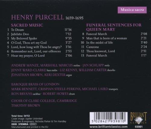 Musique sacrée - Musique pour les funérailles de la reine Mary - Front Cover