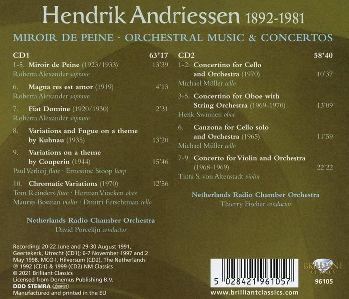 Miroir de Peine Œuvres orchestrales Concertos - Front Cover