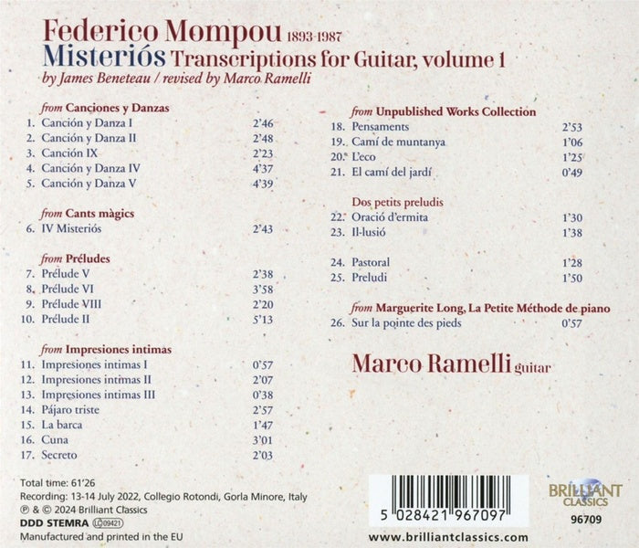 Misterios transcriptions pour guitare Volume 1 - Front Cover