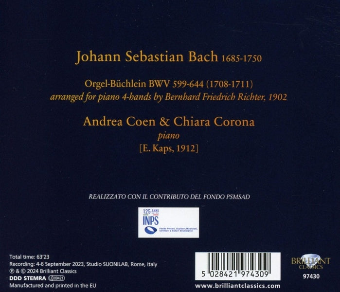Orgel-Büchlein BWV 599-644 (Arr. pour Piano 4 Mains Bernhard Friedrich Richter) - Front Cover