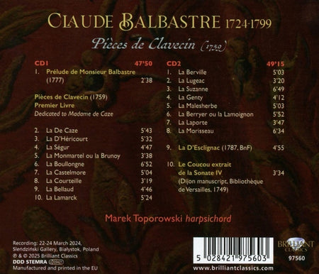 Pièces de Clavecin (1759) - Front Cover