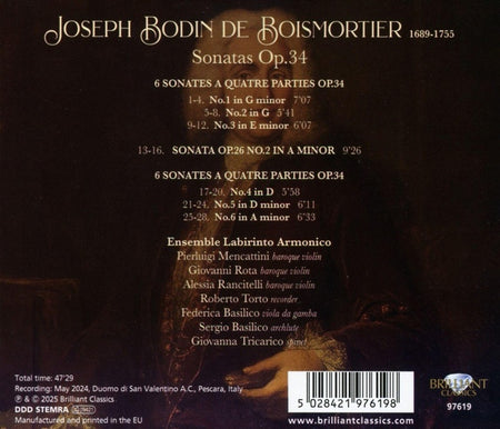 Sonates, Opus 34 - Front Cover