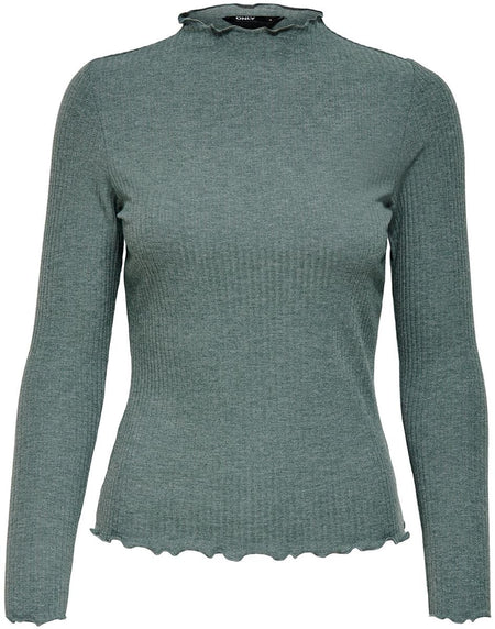 T-shirt manches longues  de Only - Haut Col Montant Emma - XS à XL - pour Femme - menthe - Only