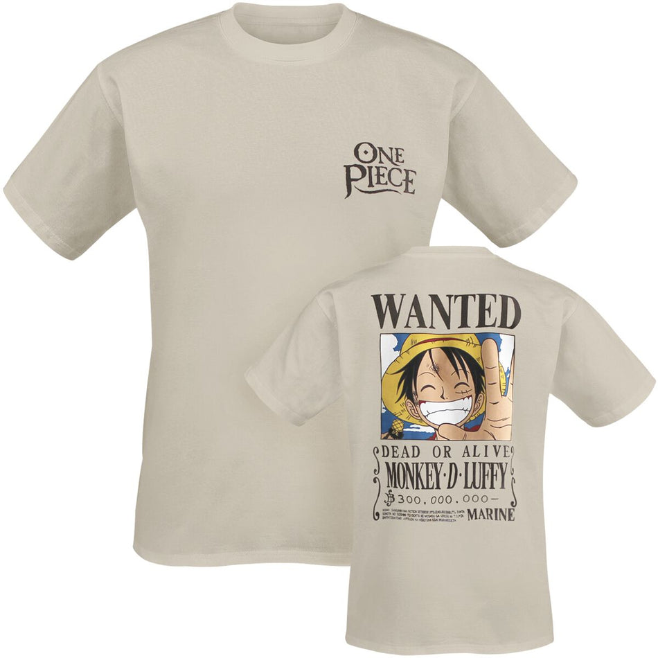 T-Shirt Manches courtes  de One Piece - Wanted - S à XXL - pour Unisexe - sable - One Piece