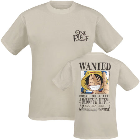 T-Shirt Manches courtes  de One Piece - Wanted - S à XXL - pour Unisexe - sable - One Piece