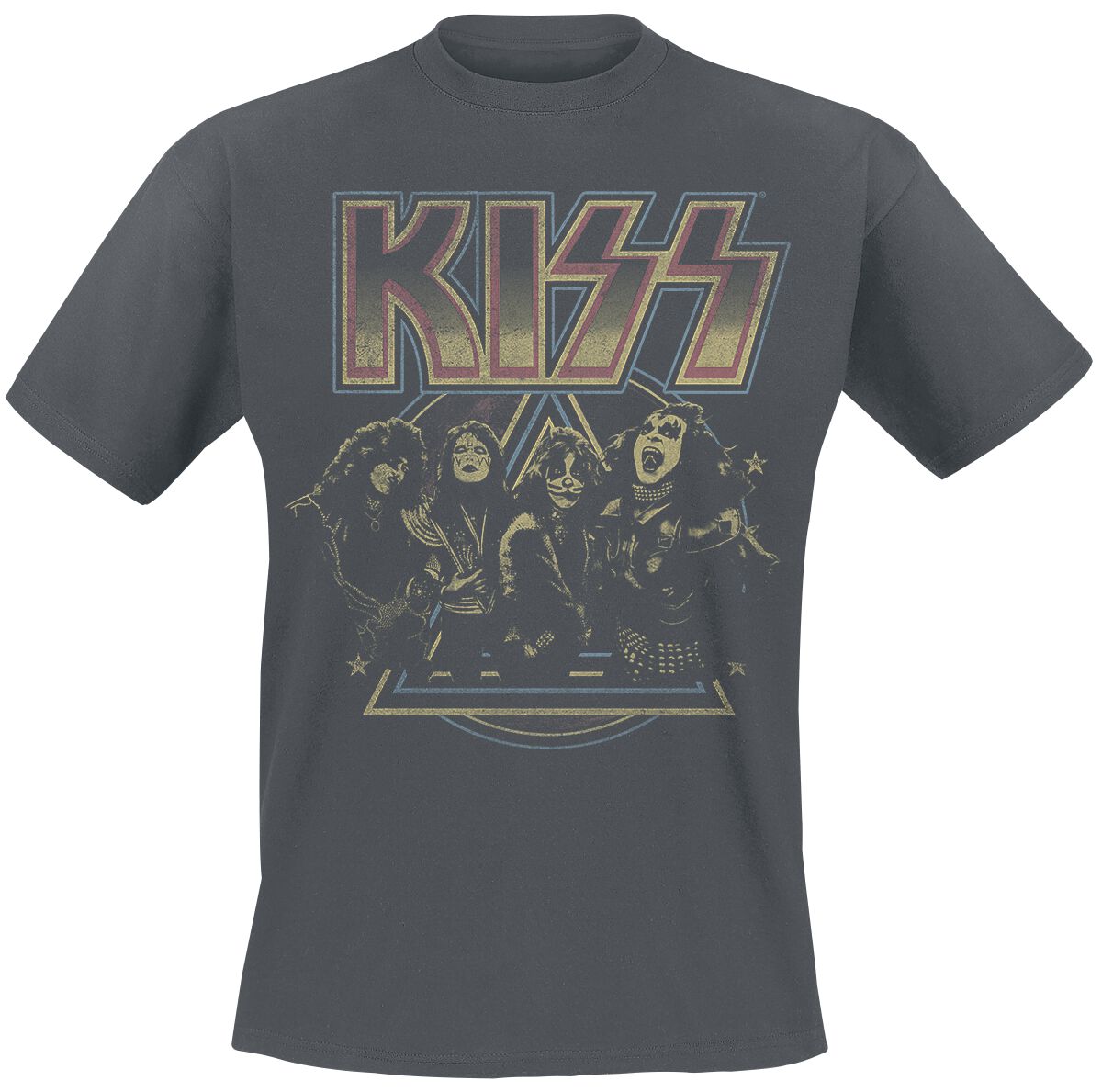 T-Shirt Manches courtes  de Kiss - Vintage Pyramid - S à XXL - pour Homme - anthracite - Kiss