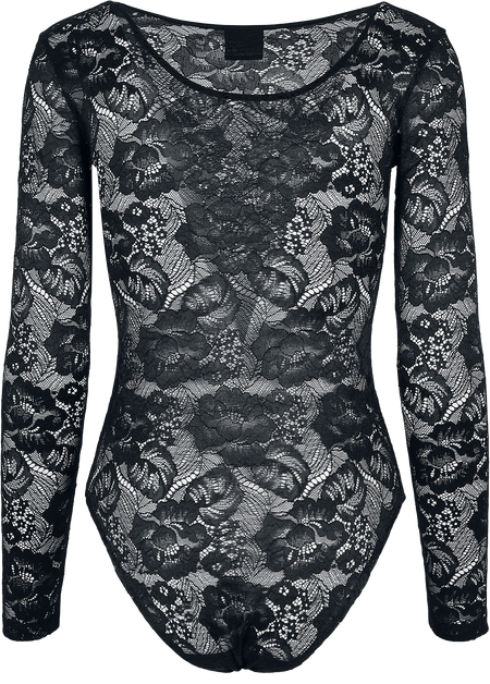 Body  de Urban Classics - Body Manches Longues Dentelle - XS à M - pour Femme - noir - Urban Classics - View 2