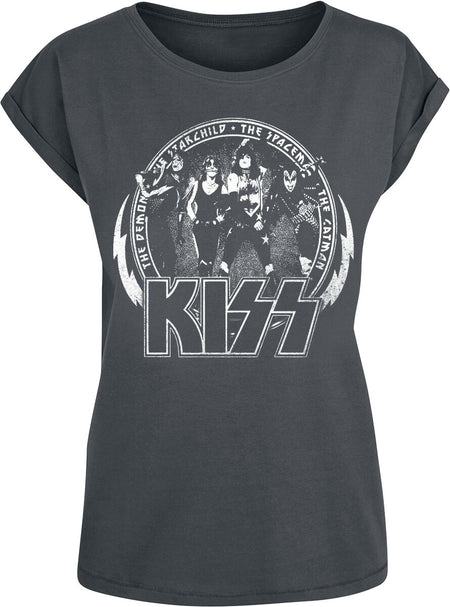 T-Shirt Manches courtes  de Kiss - Vintage Circle - M à L - pour Femme - anthracite - Kiss
