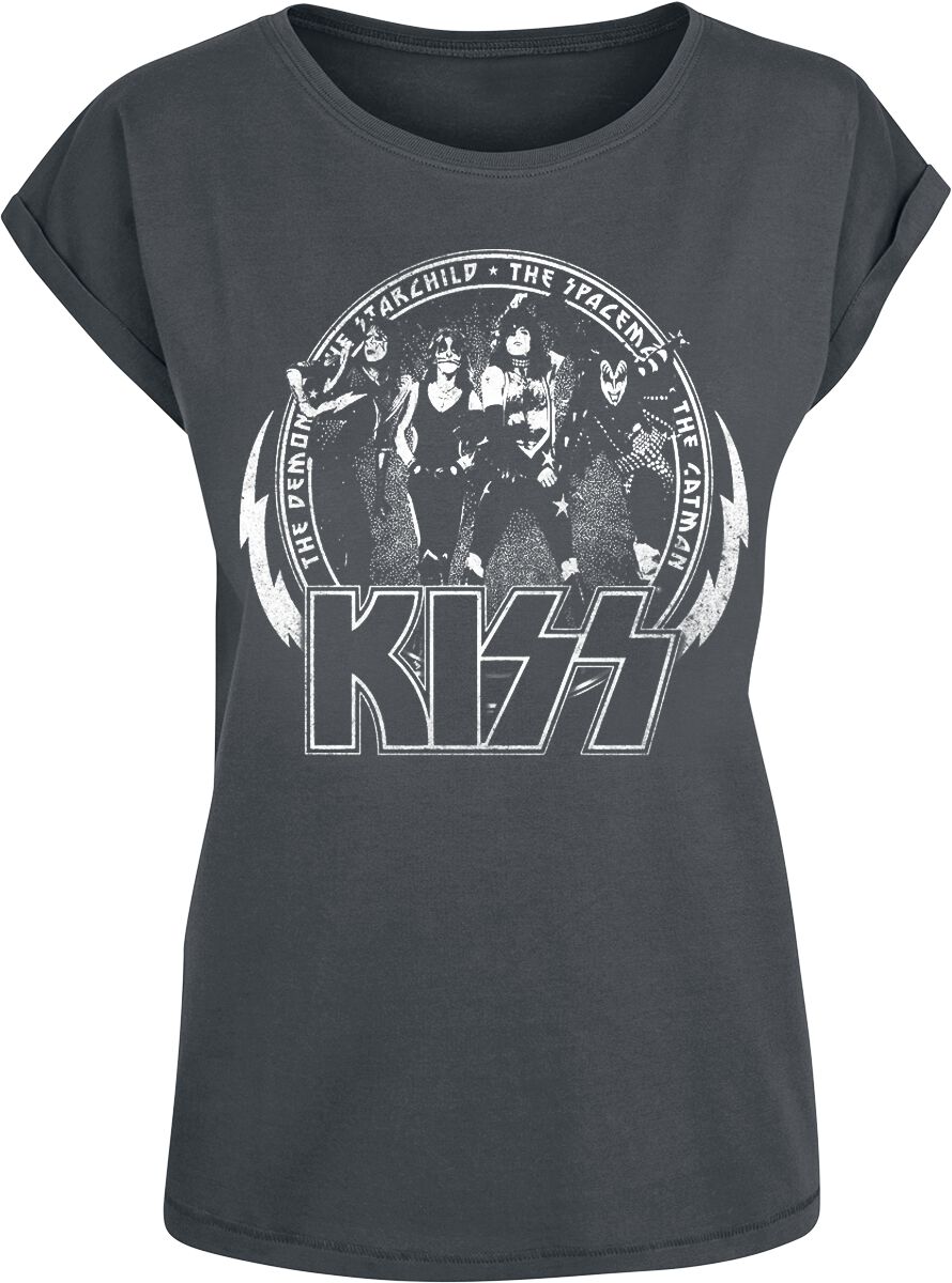 T-Shirt Manches courtes  de Kiss - Vintage Circle - M à L - pour Femme - anthracite - Kiss
