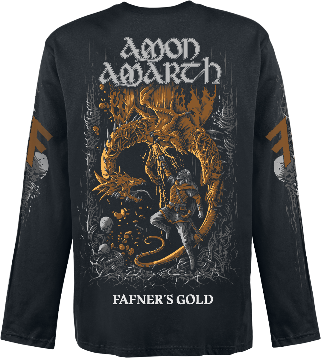 T-shirt manches longues  de Amon Amarth - Fafner's Gold - S à XXL - pour Homme - noir - Amon Amarth - View 2