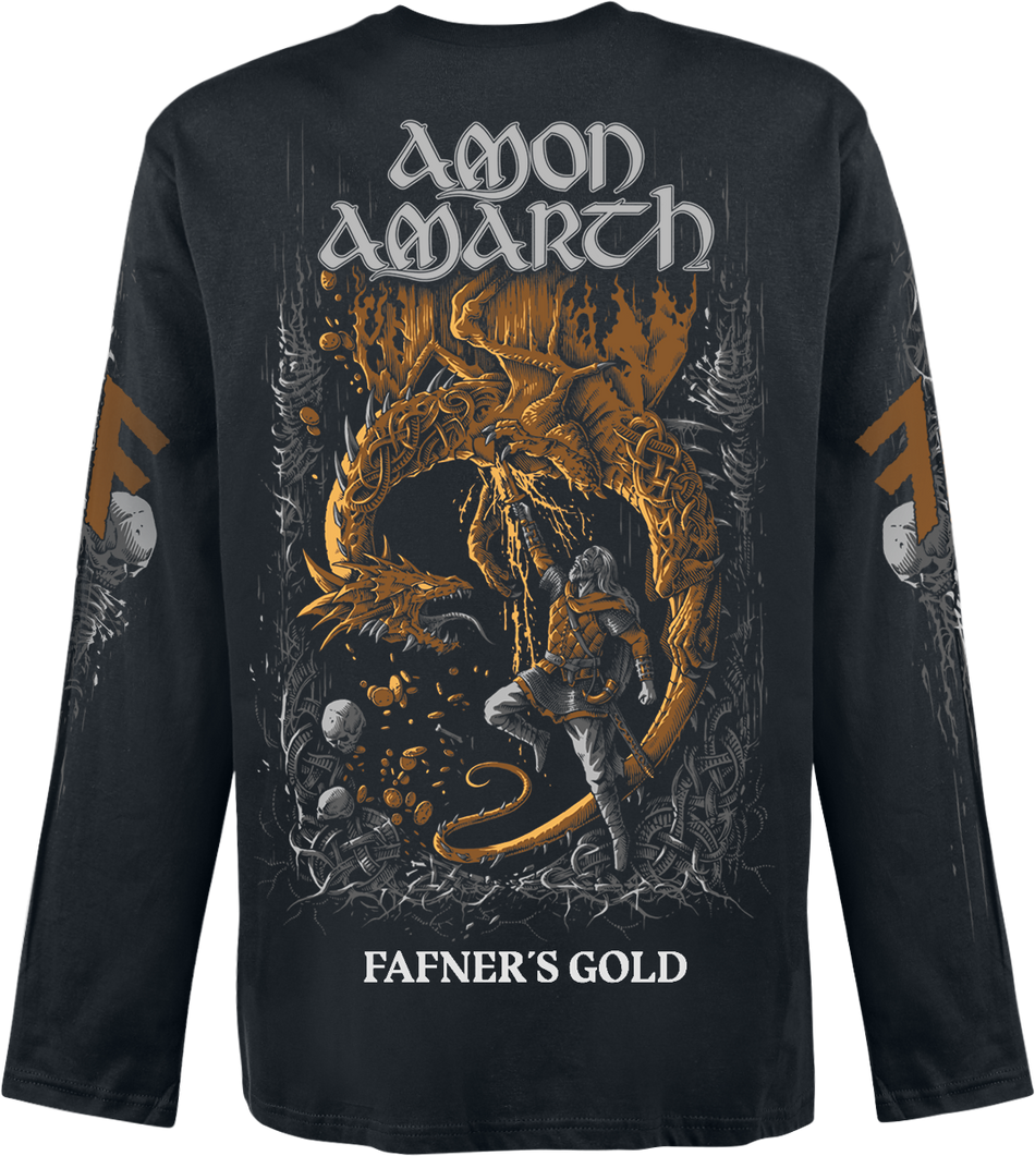 T-shirt manches longues  de Amon Amarth - Fafner's Gold - S à XXL - pour Homme - noir - Amon Amarth - View 2