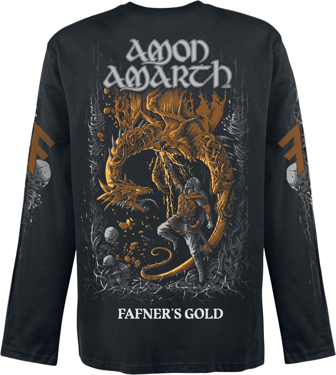 T-shirt manches longues  de Amon Amarth - Fafner's Gold - S à M - pour Homme - noir - Amon Amarth - View 2