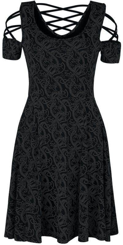 Robe courte  de Black Premium by EMP - Robe Avec Laçages & Imprimés Style Celtique - S à 5XL - pour Femme - noir - Black Premium by EMP