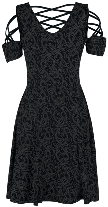 Robe courte  de Black Premium by EMP - Robe Avec Laçages & Imprimés Style Celtique - S à 5XL - pour Femme - noir - Black Premium by EMP - View 2