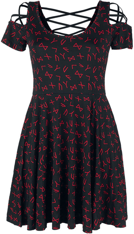 Robe courte  de Black Premium by EMP - Robe avec Laçage & Runes - S à 5XL - pour Femme - noir - Black Premium by EMP