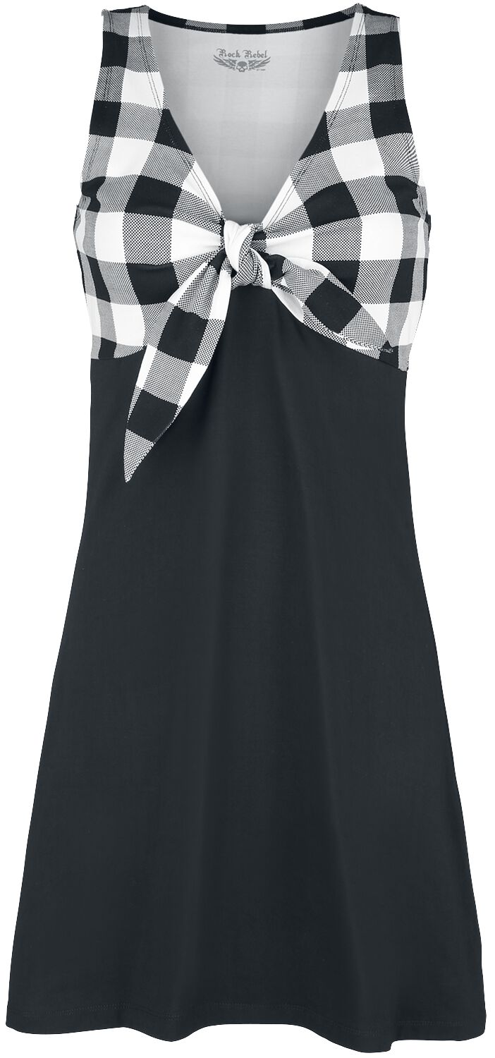 Robe courte Rockabilly de Rock Rebel by EMP - Robe Look Rockabella - S à XXL - pour Femme - noir/blanc - Rock Rebel by EMP
