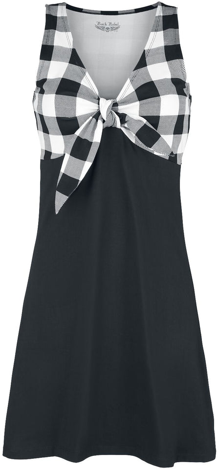 Robe courte Rockabilly de Rock Rebel by EMP - Robe Look Rockabella - S à XXL - pour Femme - noir/blanc - Rock Rebel by EMP
