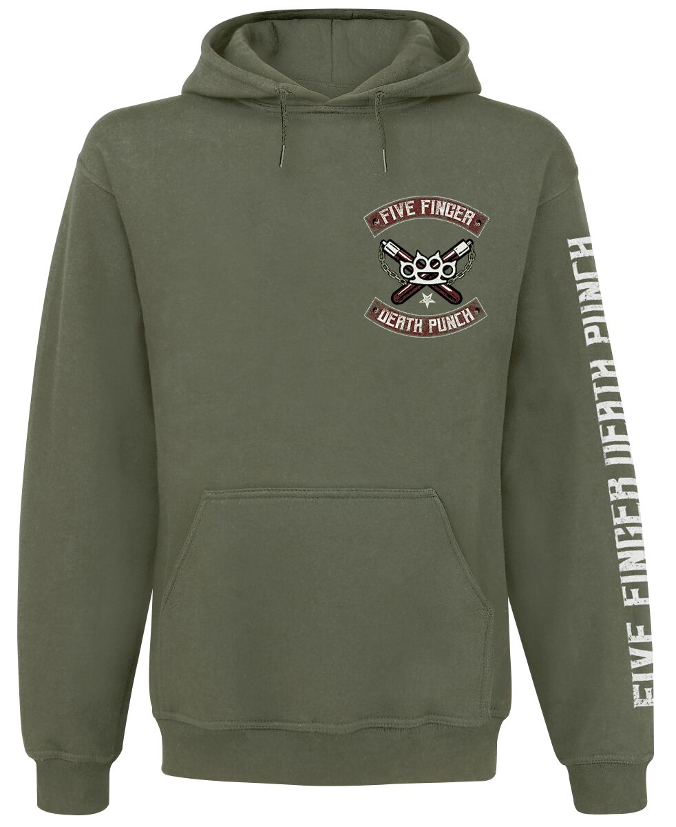 Sweat-shirt à capuche  de Five Finger Death Punch - Bruce Knucklehead - S à XXL - pour Homme - olive - Five Finger Death Punch