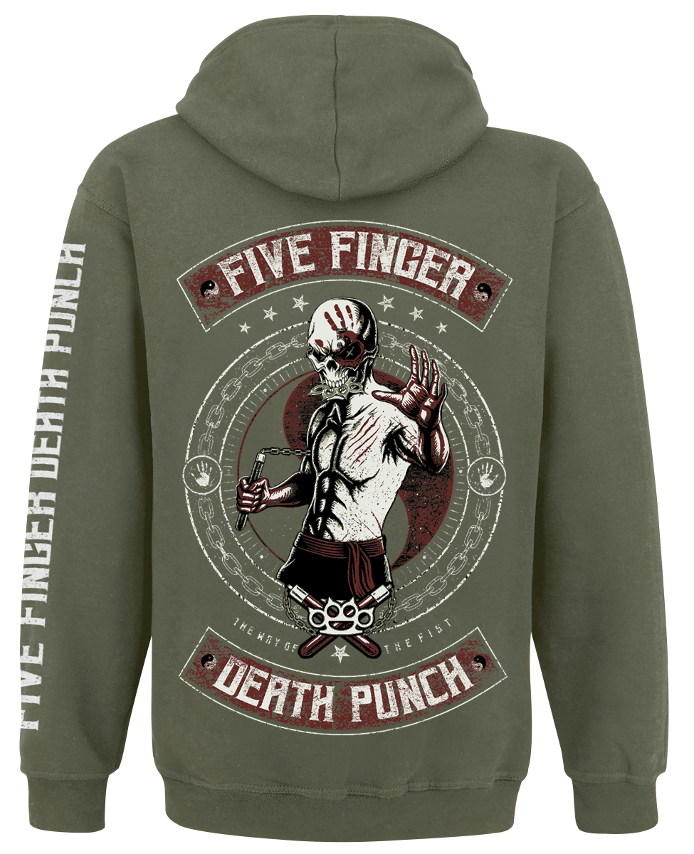 Sweat-shirt à capuche  de Five Finger Death Punch - Bruce Knucklehead - S à XXL - pour Homme - olive - Five Finger Death Punch - View 2