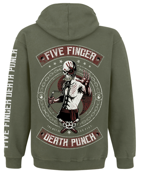Sweat-shirt à capuche  de Five Finger Death Punch - Bruce Knucklehead - S à XXL - pour Homme - olive - Five Finger Death Punch - View 2