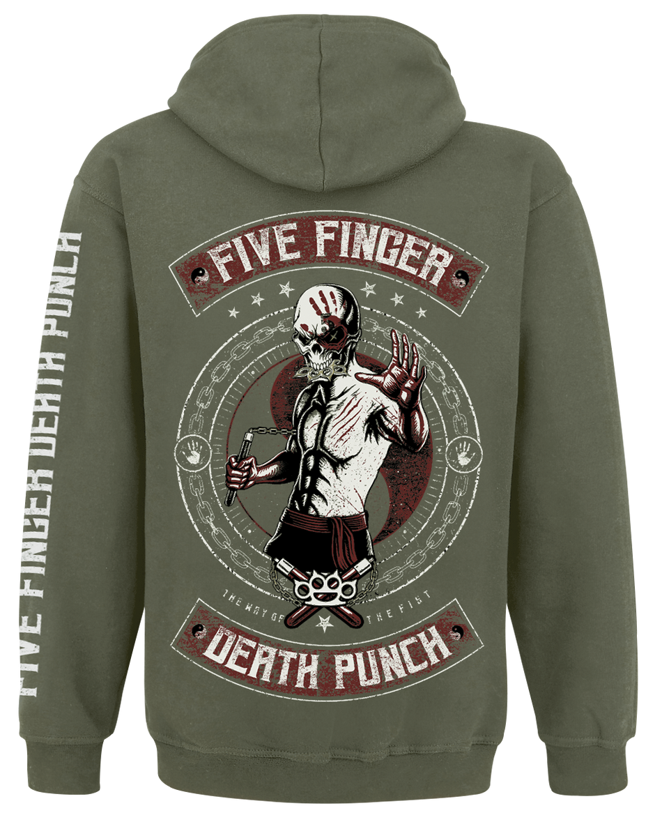 Sweat-shirt à capuche  de Five Finger Death Punch - Bruce Knucklehead - S à XXL - pour Homme - olive - Five Finger Death Punch - View 2