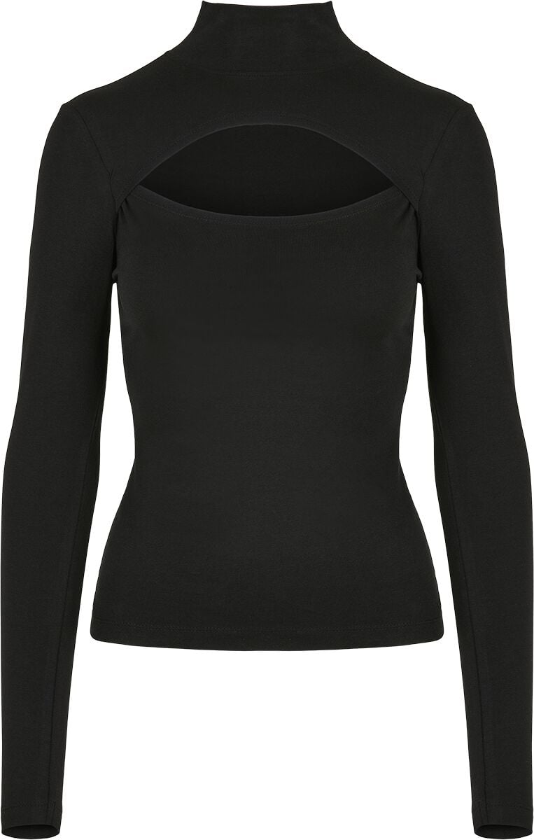 T-shirt manches longues  de Urban Classics - Col Roulé Découpé Manches Longues - XS à L - pour Femme - noir - Urban Classics