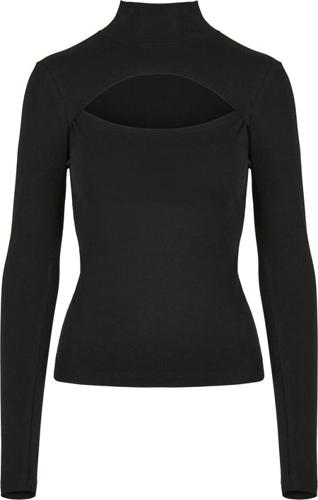 T-shirt manches longues  de Urban Classics - Col Roulé Découpé Manches Longues - XS à L - pour Femme - noir - Urban Classics