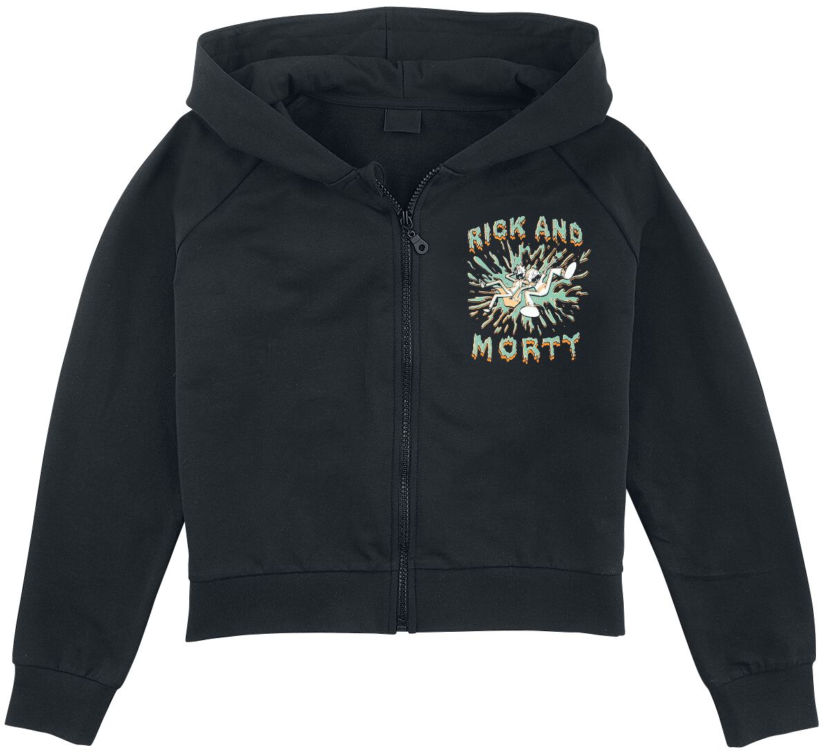 Veste à capuche Zippée  de Rick & Morty - Enfants - Éclaboussure - 140 à 176 - pour filles - noir - Rick & Morty
